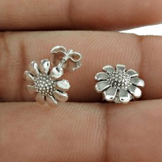 Ornate Solid 925 Sterling Silver Flower Earring
