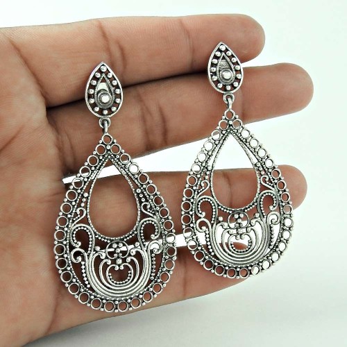Rare 925 Sterling Silver Fashion Earring Jewellery De gros