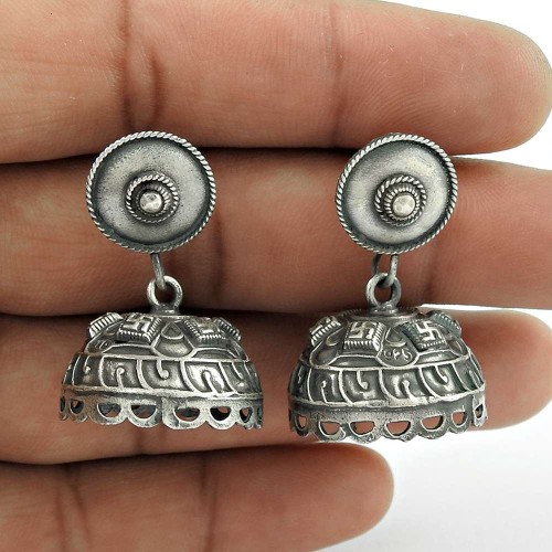 Party Wear Oxidized Sterling Silver Jhumki Earring Ethnic Jewelry Fournisseur
