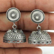 Scenic Oxidized Sterling Silver Jhumki Earring Jewelry
