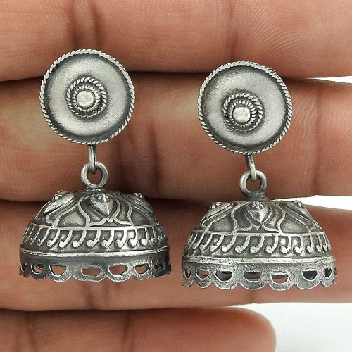 Stunning Oxidized Sterling Silver Jhumki Earring Jewelry
