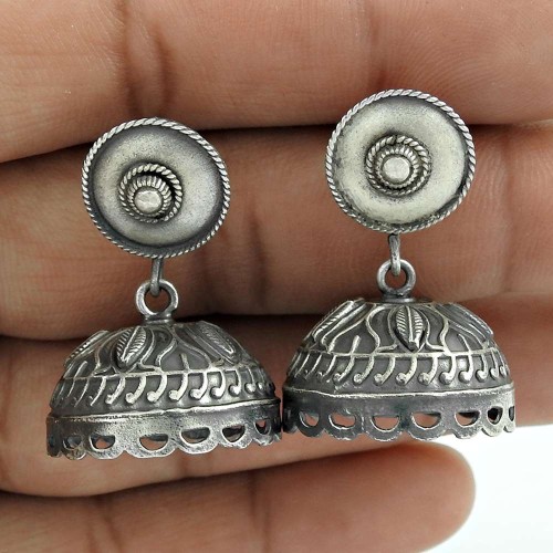 Beautiful Oxidized Sterling Silver Jhumki Earring Jewelry