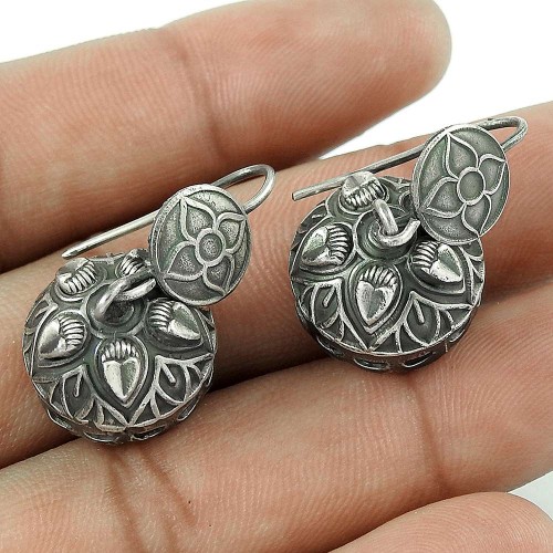 Fashion Oxidized Sterling Silver Dangle Earring Antique Jewelry