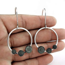 Vintage Style Oxidized Sterling 925 Silver Earring