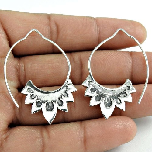 Daily Wear Solid 925 Sterling Silver Earring Ethnic Jewelry