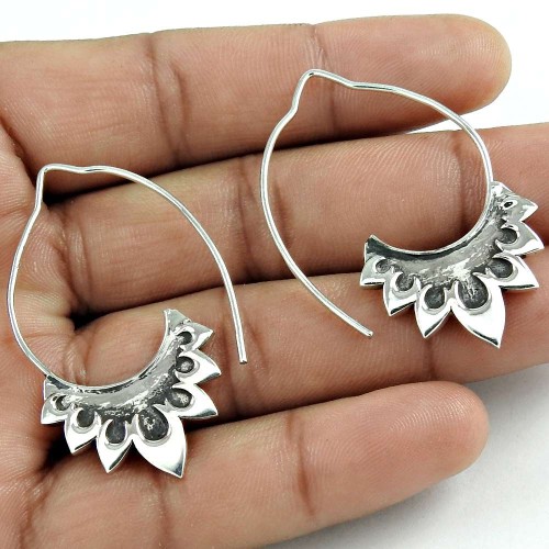 Solid 925 Sterling Silver Designer Earring Traditional Jewelry