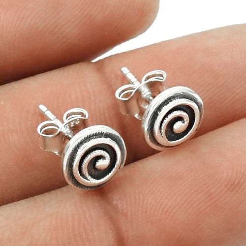Indian HANDMADE Jewelry 925 Solid Sterling Silver Earring R6