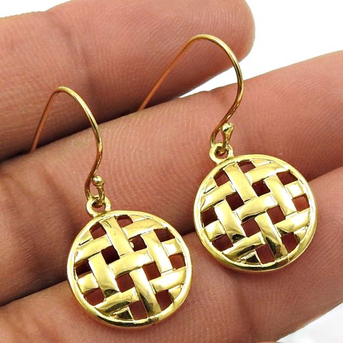 Gold Plated 925 Sterling Silver Earring Handmade Jewelry I9