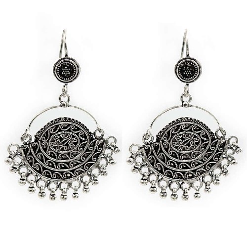 Oxidized Artisan Earrings 925 Solid Sterling Silver HANDMADE Indian Jewelry A10