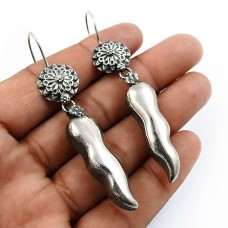HANDMADE 925 Solid Sterling Silver Jewelry Oxidized Earrings B10