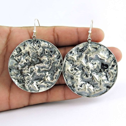 925 Sterling Silver Oxidised Jewellery Charming Silver Earrings Proveedor