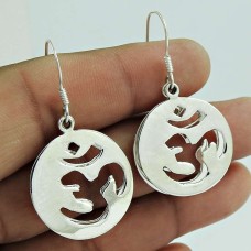 925 Sterling Silver Indian Jewellery Traditional Silver OM Earrings Fabricant