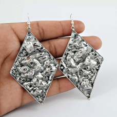 925 Sterling Silver Antique Oxidised Jewellery High Polish Silver Earrings Manufacturer India