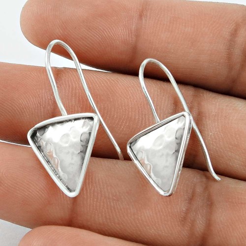 Indian Sterling Silver Jewellery Beautiful Silver Triangle Earrings Mayorista