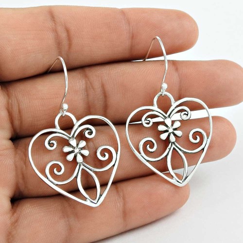 Sterling Silver Jewellery Ethnic Silver Heart Earrings Wholesale