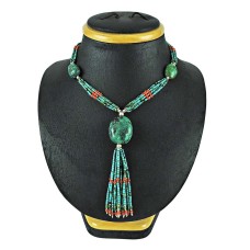 925 Sterling Silver Beaded Jewellery Trendy Coral, Turquoise Beaded Necklace