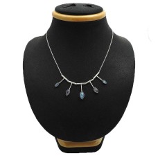 925 Sterling Silver Jewelry For Women Labradorite Gemstone Necklace U3