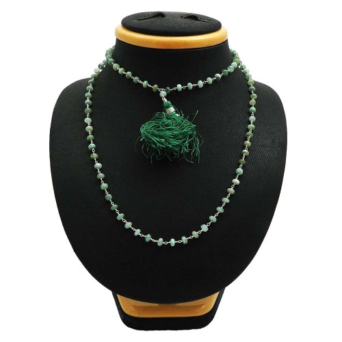 Emerald Gemstone Necklace 925 Sterling Silver Handmade Jewelry B4