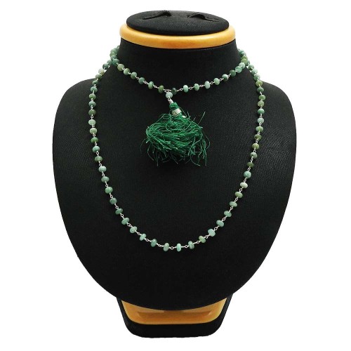 Round Emerald Gemstone Necklace 925 Sterling Silver Jewelry For Women D4