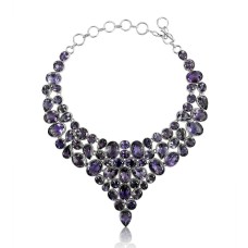 Abstract !! 925 Sterling Silver Amethyst Necklace