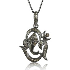 Diamond Ganesha Necklace !! 925 Sterling Silver Jewellery Necklace