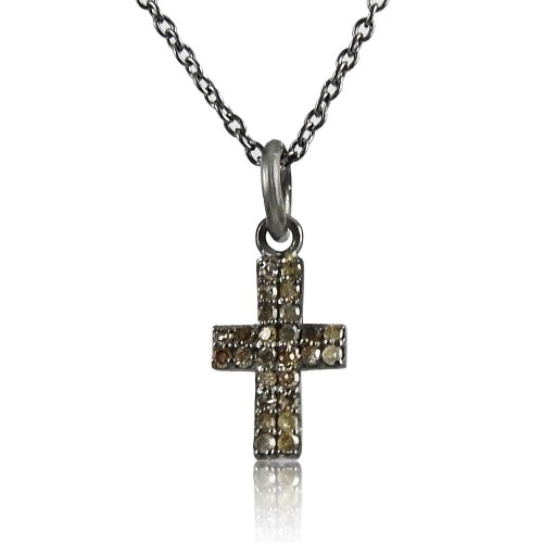 Hot Style 925 Sterling Silver Diamond Cross Necklace