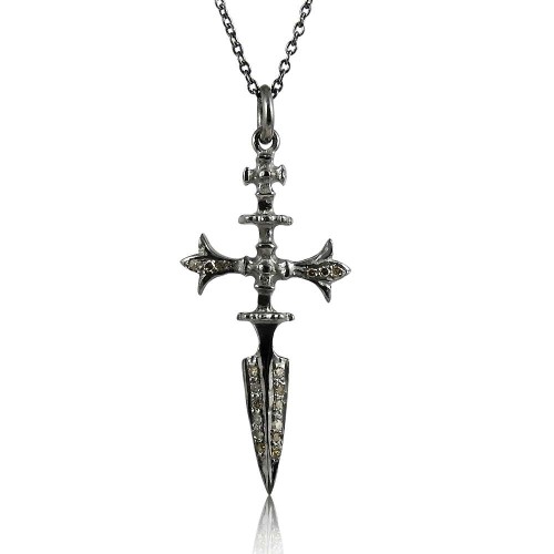 Perfect !! 925 Sterling Silver Diamond Cross Necklace