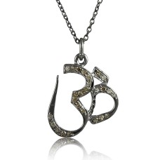 Beautiful OM 925 Sterling Silver Diamond Necklace