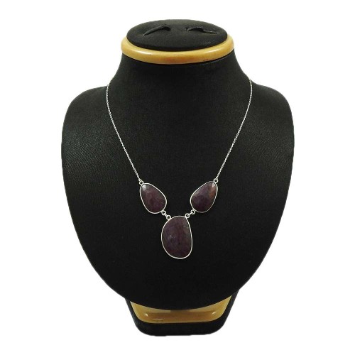 HANDMADE 925 Sterling Silver Jewelry Natural MULTI SAPPHIRE NECKLACE LL2