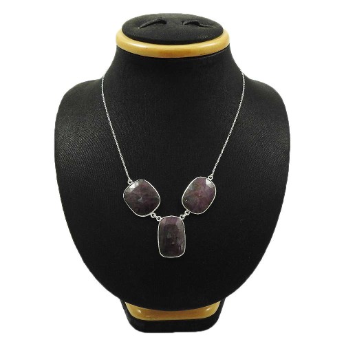 Natural MULTI SAPPHIRE HANDMADE Jewelry 925 Sterling Silver NECKLACE GG3