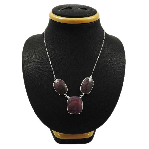 Natural MULTI SAPPHIRE HANDMADE Jewelry 925 Sterling Silver NECKLACE HH3