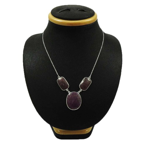 Natural MULTI SAPPHIRE NECKLACE 925 Sterling Silver HANDMADE Jewelry AA5