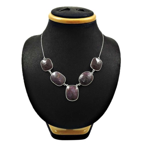 Natural MULTI SAPPHIRE HANDMADE Jewelry 925 Sterling Silver NECKLACE JJ5