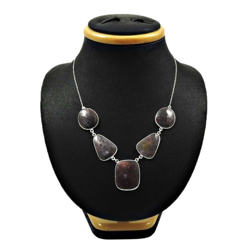 Natural MULTI SAPPHIRE Gemstone HANDMADE Jewelry 925 Sterling Silver Necklace LL5