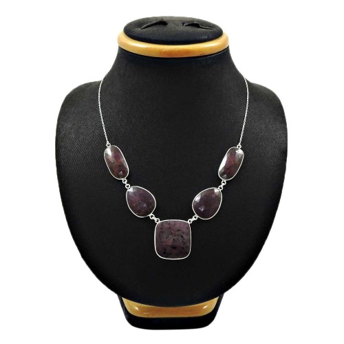 Natural MULTI SAPPHIRE Gemstone HANDMADE Jewelry 925 Sterling Silver Necklace JJ6