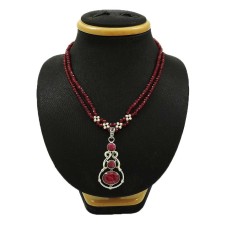 Natural RUBY Gemstone HANDMADE Jewelry 925 Solid Sterling Silver Necklace AK19