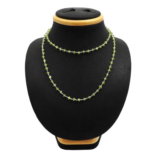 925 Sterling Silver Jewelry Round Peridot Gemstone Necklace For Girls U4