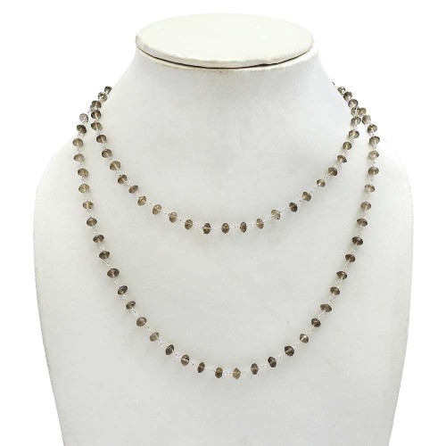 Smoky Quartz Gemstone Necklace For Girls 925 Sterling Silver Jewelry A5