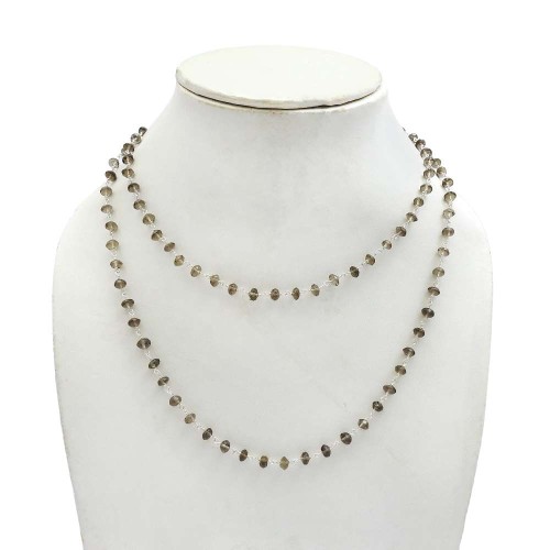 Handmade 925 Fine Silver Jewelry Smoky Quartz Gemstone Necklace B5