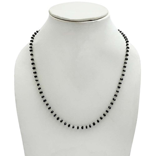 Fine 925 Sterling Silver Jewelry Black Onyx Gemstone Necklace H5