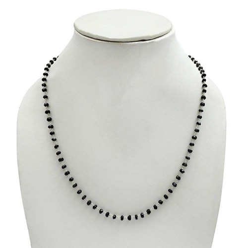 Black Onyx Gemstone Necklace For Girls 925 Sterling Silver Fine Jewelry I5