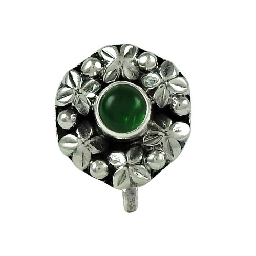 Rare Green Onyx Gemstone 925 Sterling Silver Fashion Nose Pin Handmade Jewellery