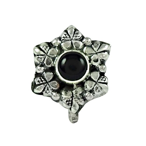 Trendy Black Onyx Gemstone 925 Sterling Silver Gemstone Nose Pin Jewellery