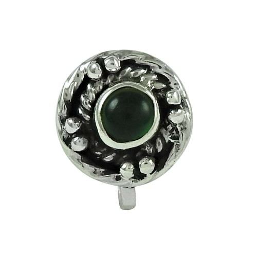 Scenic Green Onyx Gemstone 925 Sterling Silver Nose Pin Handmade Jewellery