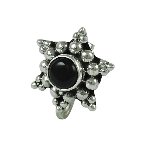 Handy Black Onyx Gemstone 925 Sterling Silver Fashion Nose Pin Jewellery