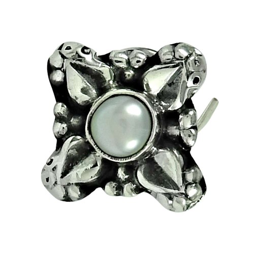 Trendy Pearl 925 Sterling Silver Nose Pin Jewellery