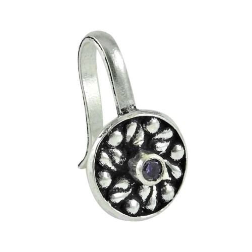 925 sterling silver fashion jewelry Trendy Amethyst Nose Pin