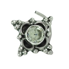 Pleasing CZ Gemstone 925 Sterling Silver Nose Pin Jewellery