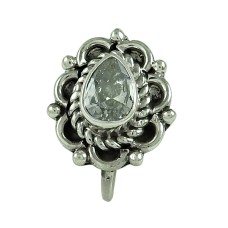 Amusable CZ Gemstone 925 Sterling Silver Nose Pin Jewellery