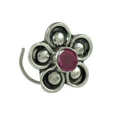 Stunning Ruby Gemstone 925 Sterling Silver Nose Pin Jewellery